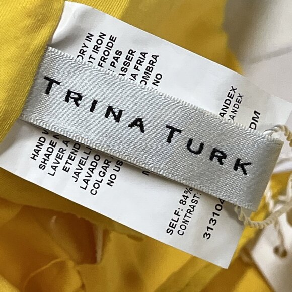 Trina Turk Swimsuit Womens 10 Yellow Joplin Jacquard Petal Cutout Plunge 1 Piece - Picture 10 of 11